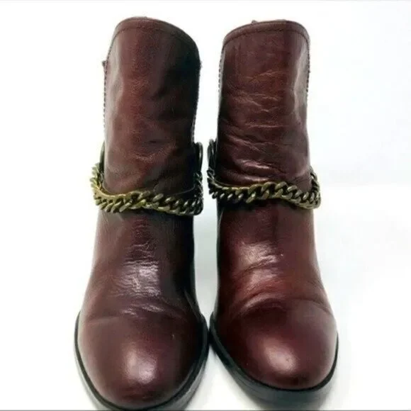 Rare Donald J Pliner heeled boots SAMPLE US 5.5 chestnut BoxS - Picture 2 of 6